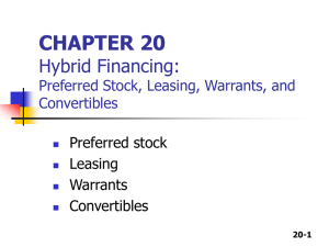 CHAPTER 20 Hybrid Financing: Preferred Stock, Leasing, Warrants