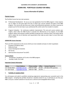 Generic Syllabus for the Portfolio Course - csusb mba