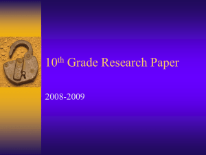 10th Grade Research Paper