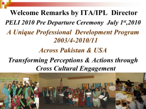 Remarks by ITA/IPL Director PELI 2010 Pre Departure Ceremony