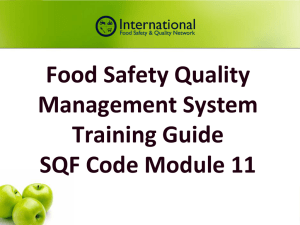 Introduction to SQF - International Food Safety and Quality Network