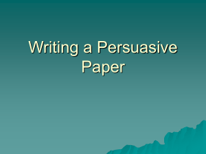 Writing a Persuasive Paper