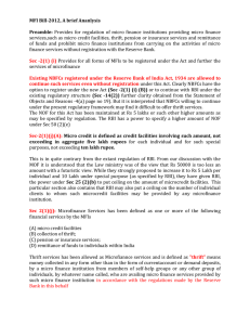 MFI Bill-2012, A brief Ananlysis Preamble: Provides for regulation of