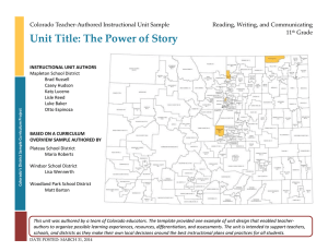 The Power of Story Instructional Unit - Grade 11 RWC
