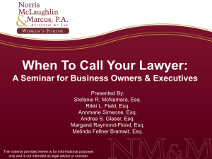 When to Call Your Lawyer: A Seminar for Business Owners