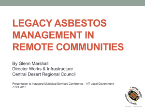 Legacy asbestos management - Central Desert Shire Council