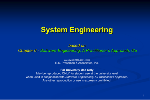 System Engineering/Requirements Engineering