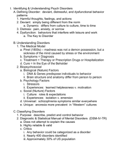 Notes - Identifying Psych Disorders