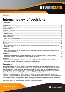 Guide to internal review of decisions
