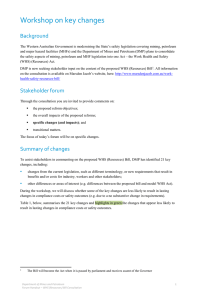 Forum Handout * WHS (Resources) Bill Consultation