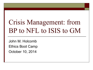 Holcomb Ethics Boot Camp Crisis Management 2014