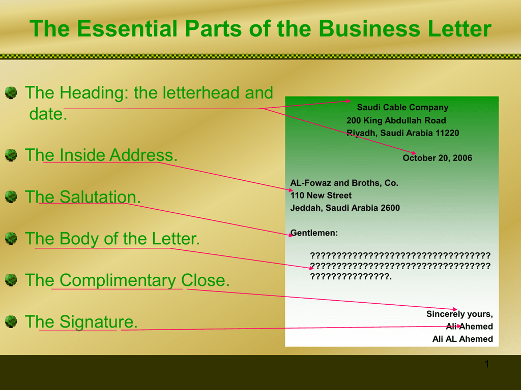 Explain The Essential Parts Of A Business Letter