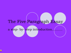 The Five Paragraph Essay - Magoffin County Schools