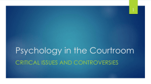 Psychology in the Courtroom - Tennessee Psychological Association