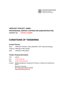 AS4122 Conditions of Tendering Subcontractor
