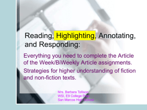 Reading, Highlighting, Annotating - San Marcos Unified School District