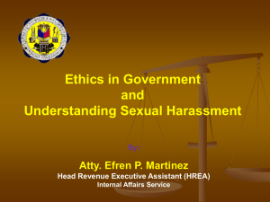 Ethics in Government and Understanding Sexual Harassment