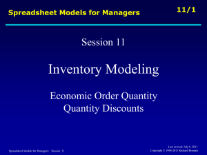 Inventory Modeling - Chaco Canyon Consulting