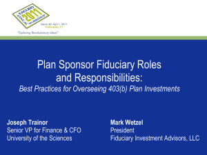 Plan Sponsors Fiduciary Roles and