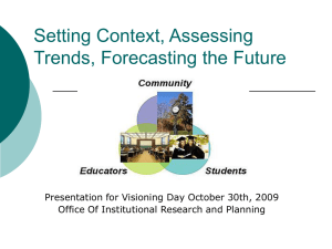 Setting Context, Assessing Trends, Forecasting the Future