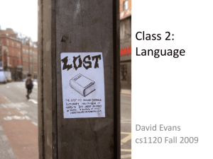 Class 2: Language - University of Virginia