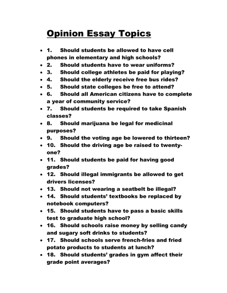 english essay topics grade 5