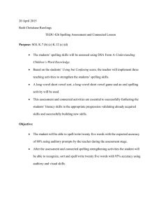 TEDU 426 Spelling Assessment and Connected Lesson