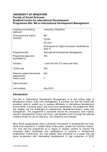 MA in International Development Management