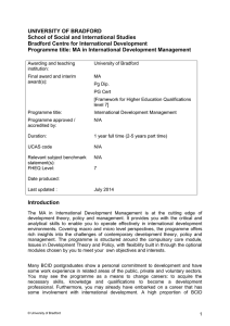 MA in International Development Management