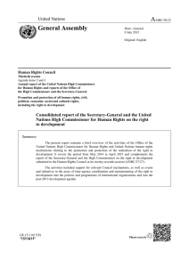 The right to development - Consolidated report of the Secretary