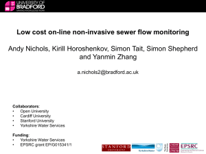 Low cost on-line non-invasive sewer flow monitoring.