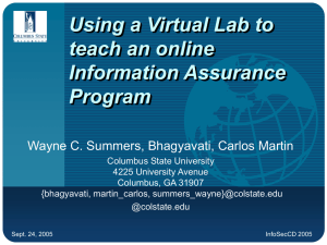 Using a Virtual Lab to teach an online Information Assurance Program