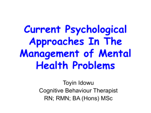Psychological Management of Mental Health Problems in Today's