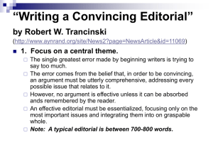 “Writing a Convincing Editorial” by Robert W. Trancinski