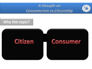 A thought on Consumerism vs.Citizenship