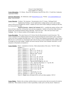 Ulysses S. Grant High School Course Syllabus (U.S. History) Course