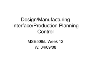 Design/Manufacturing Interface/Production Planning Control