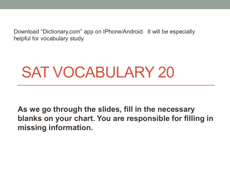 Sat Vocabulary 20