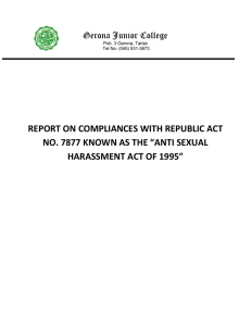 report on compliances with republic act no. 7877 known as the “anti