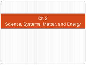 Ch 2 Science, Systems, Matter, and Energy