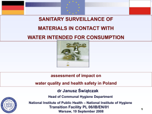 Sanitary supervision of materials and products in contact with water