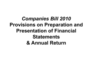 Financial statements and annual return of companies.