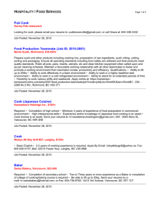 Hospitality / Food Services Page of 2