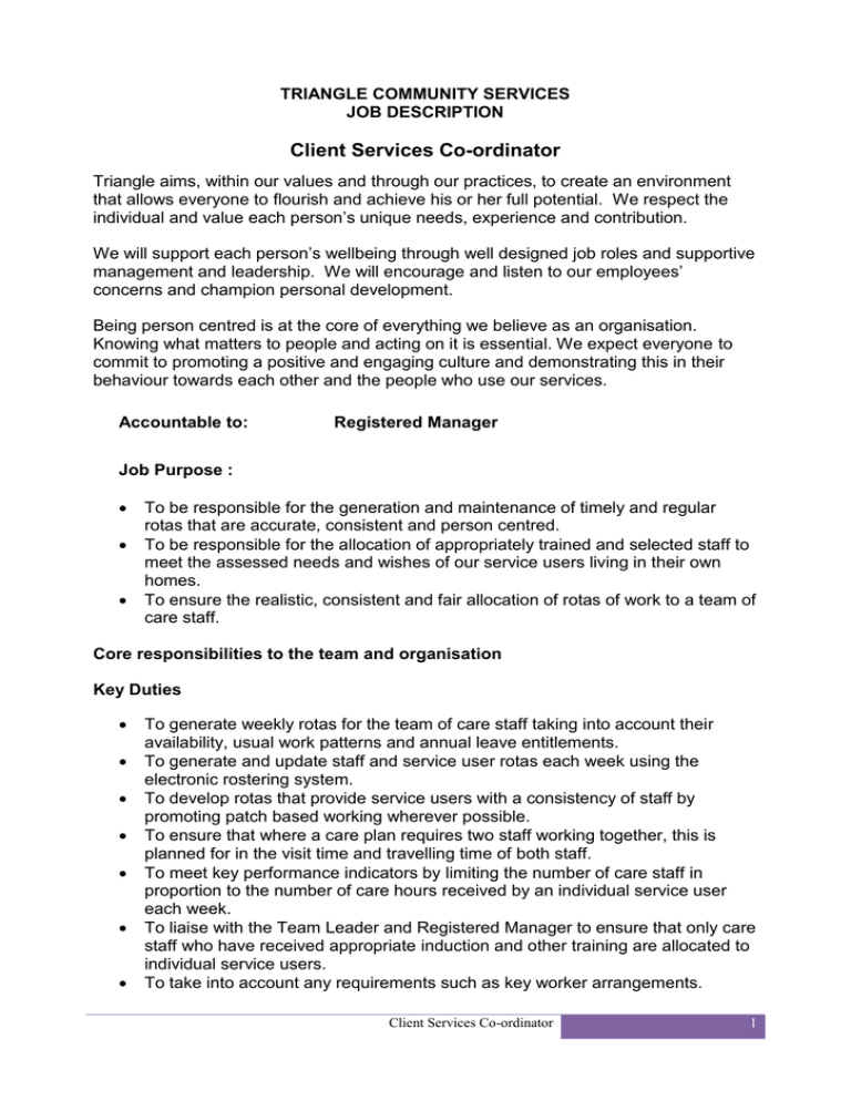  Client Services Coordinator Job Description 