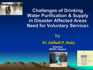 Surveillance of Drinking Water Quality * Need and Status