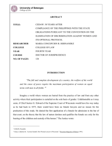 University of Batangas College of Law ABSTRACT TITLE: CEDAW