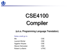CSE244 Compiler (a.k.a. Programming Language Translation)