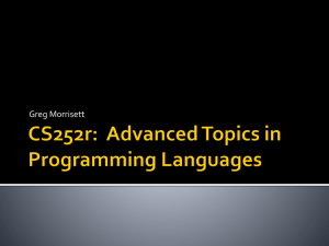 CS252r: Advanced Topics in Programming Languages