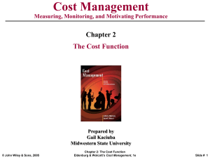 Chapter 2: Cost behavior concepts.