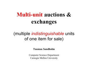 Multi-unit auctions - School of Computer Science